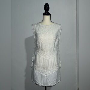 Free People White Boho Embroidered Lace Top